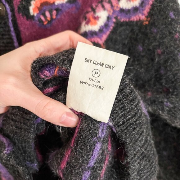 Woolrich Vintage Gray Handframed Long Sleeve Button Wool Mohair Blend Sweater - Picture 8 of 8